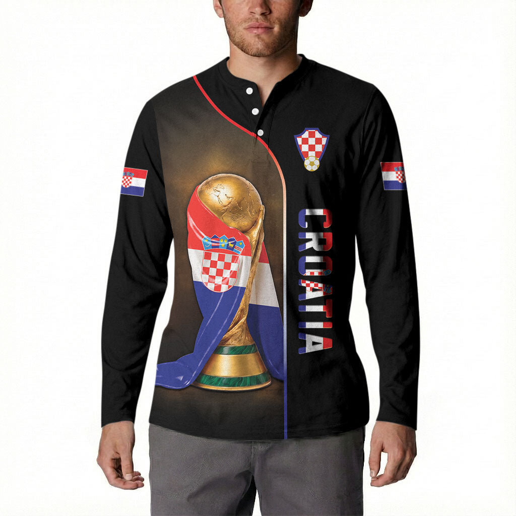 Personalized Croatia Football 2026 Button Sweatshirt Trophy Flag Pride Art