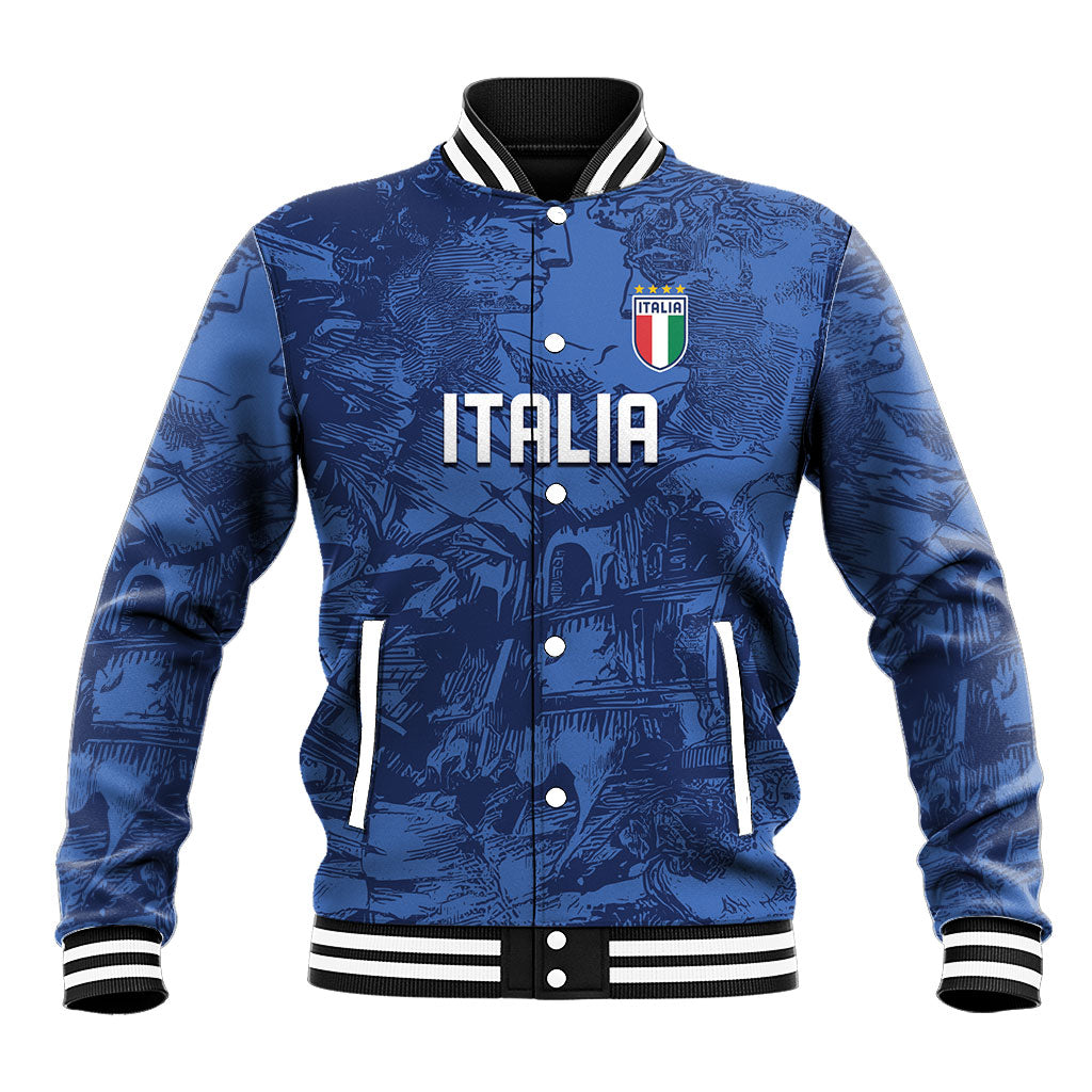 Custom Italy Football Baseball Jacket Gli Azzurri Renaissance Art Blue Version