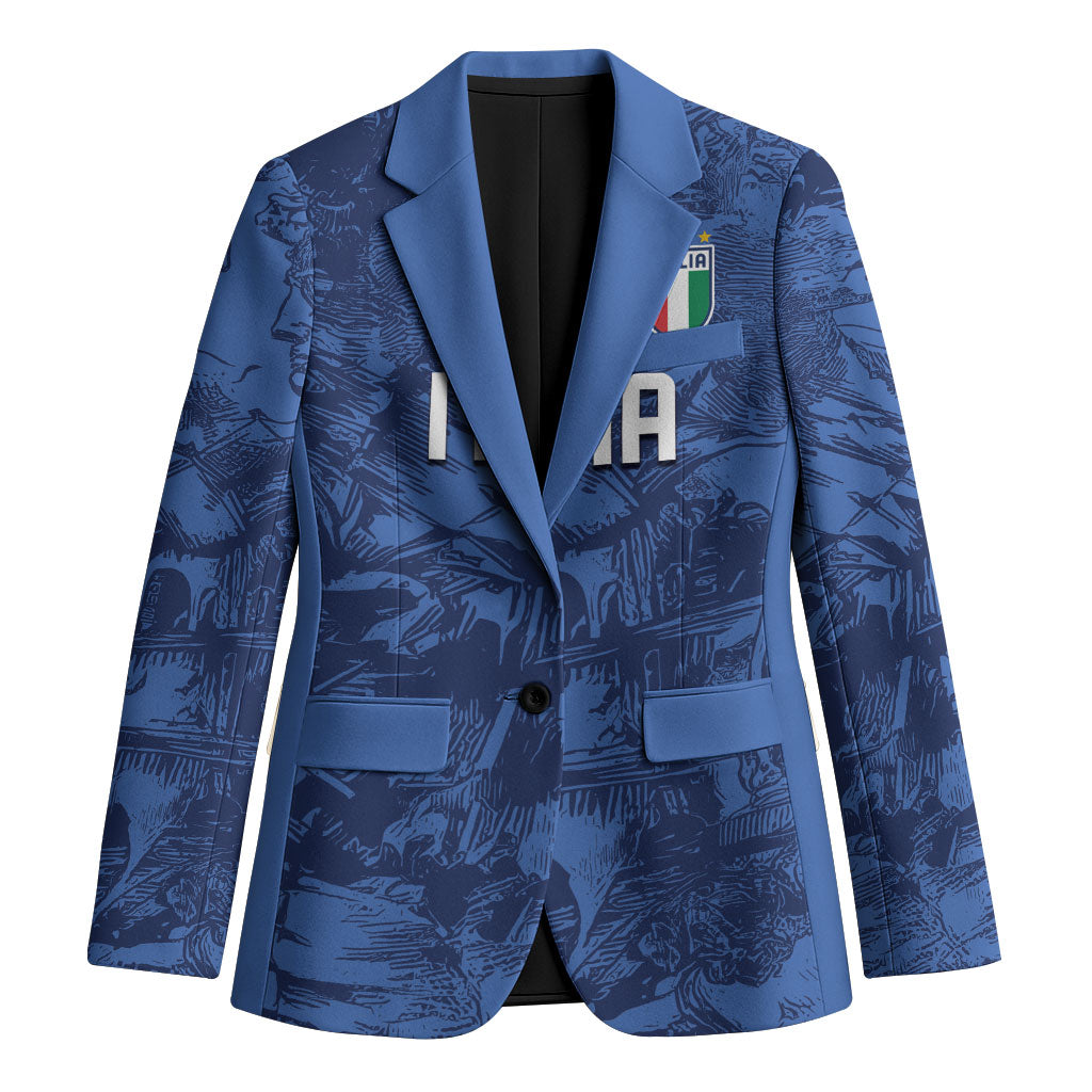 Custom Italy Football Blazer Gli Azzurri Renaissance Art Blue Version