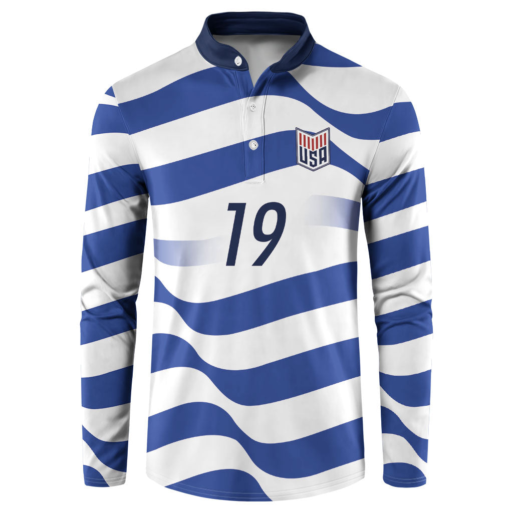 Custom World Football 2026 USA Button Sweatshirt Stars Stripes Football Supporter