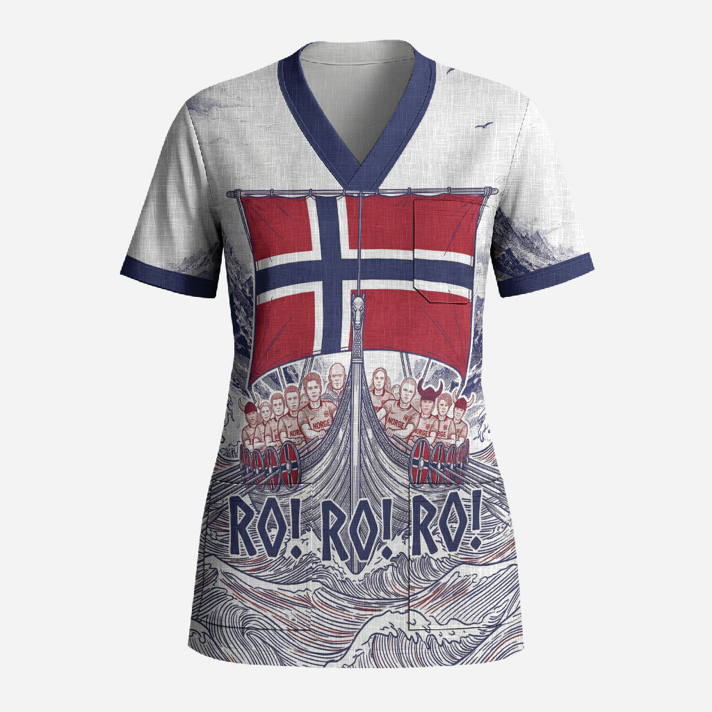 Custom Norway Football Scrub Top Ro Ro Ro Viking Glory