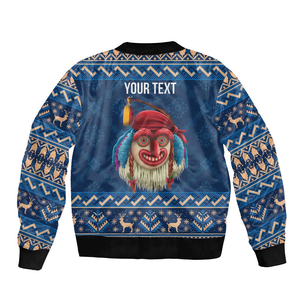 Personalized Romania Christmas Bomber Jacket Romanian Traditional Masks - Wonder Print Shop