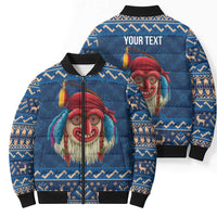 Personalized Romania Christmas Bomber Puffer Jacket Romanian Traditional Masks - Wonder Print Shop