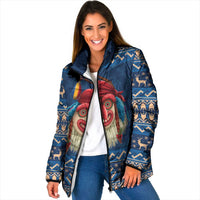 Personalized Romania Christmas Padded Jacket Romanian Traditional Masks - Wonder Print Shop