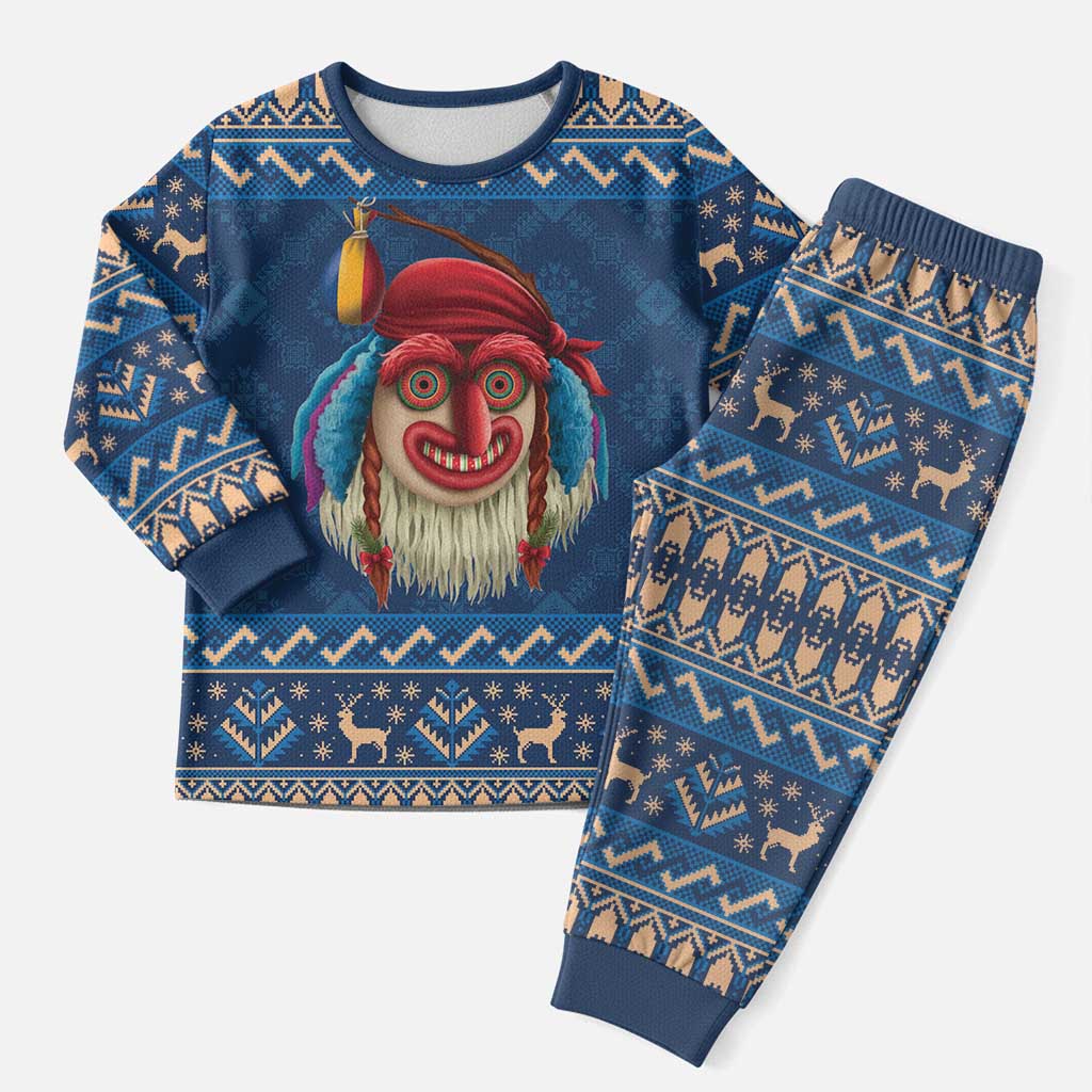 Personalized Romania Christmas Pajama Set Romanian Traditional Masks - Wonder Print Shop