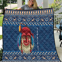 Personalized Romania Christmas Quilt Romanian Traditional Masks - Wonder Print Shop