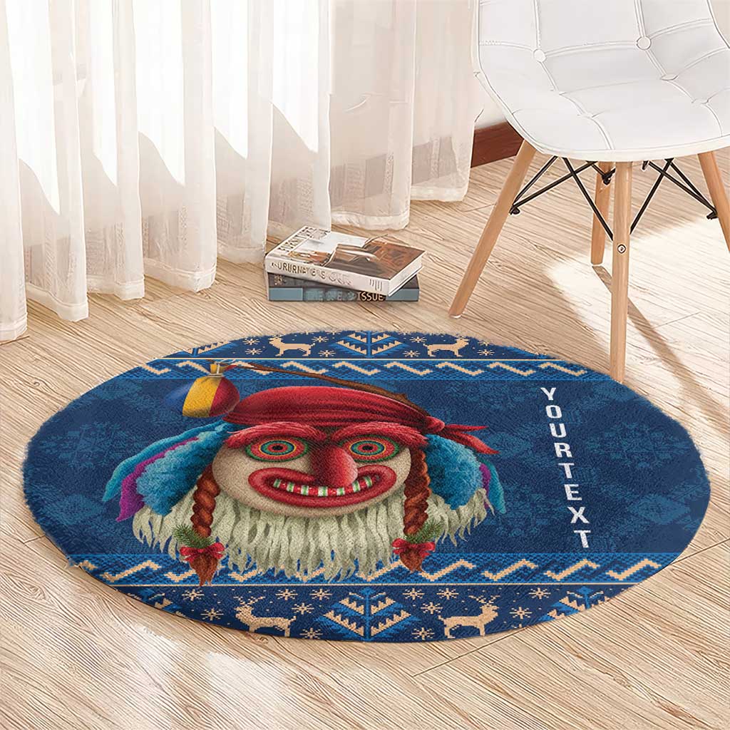 Personalized Romania Christmas Round Carpet Romanian Traditional Masks - Wonder Print Shop