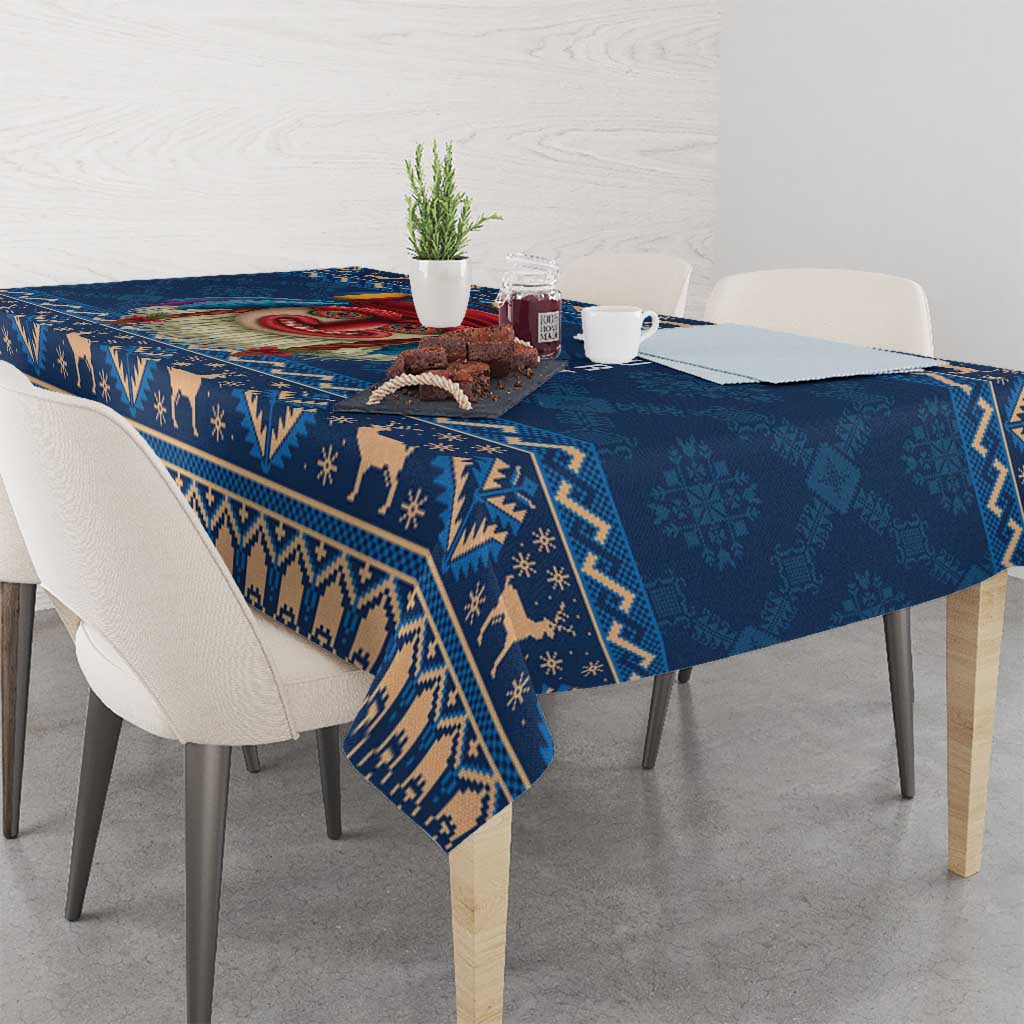Personalized Romania Christmas Tablecloth Romanian Traditional Masks - Wonder Print Shop