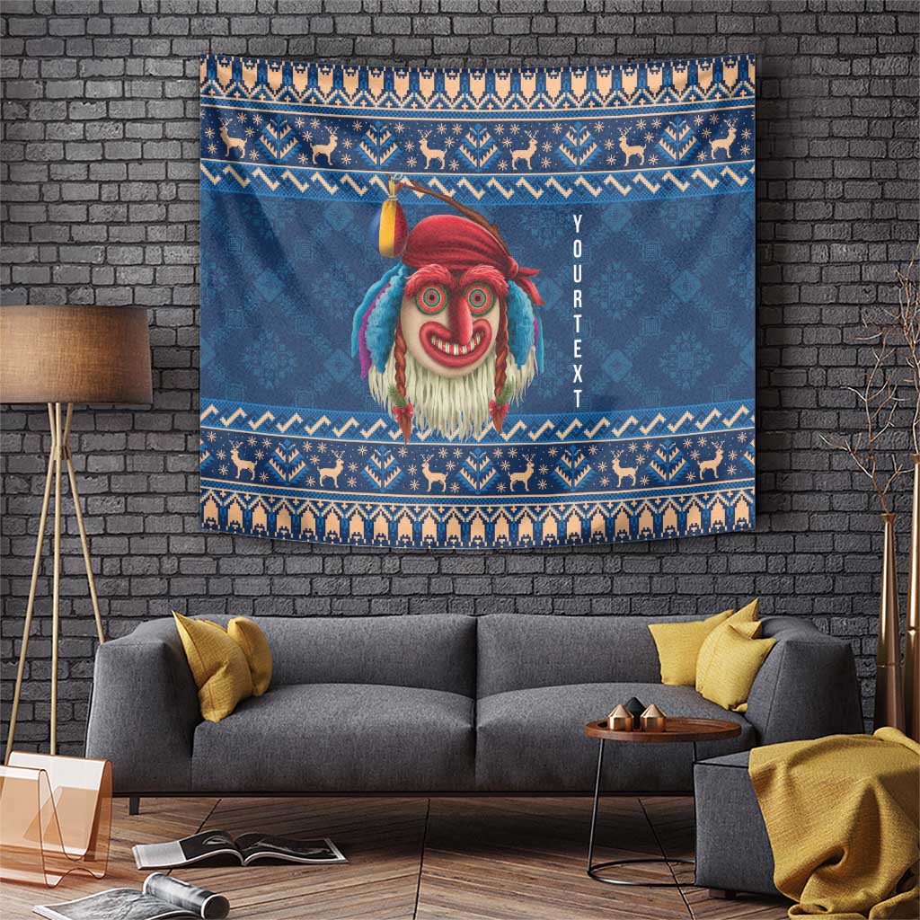 Personalized Romania Christmas Tapestry Romanian Traditional Masks - Wonder Print Shop