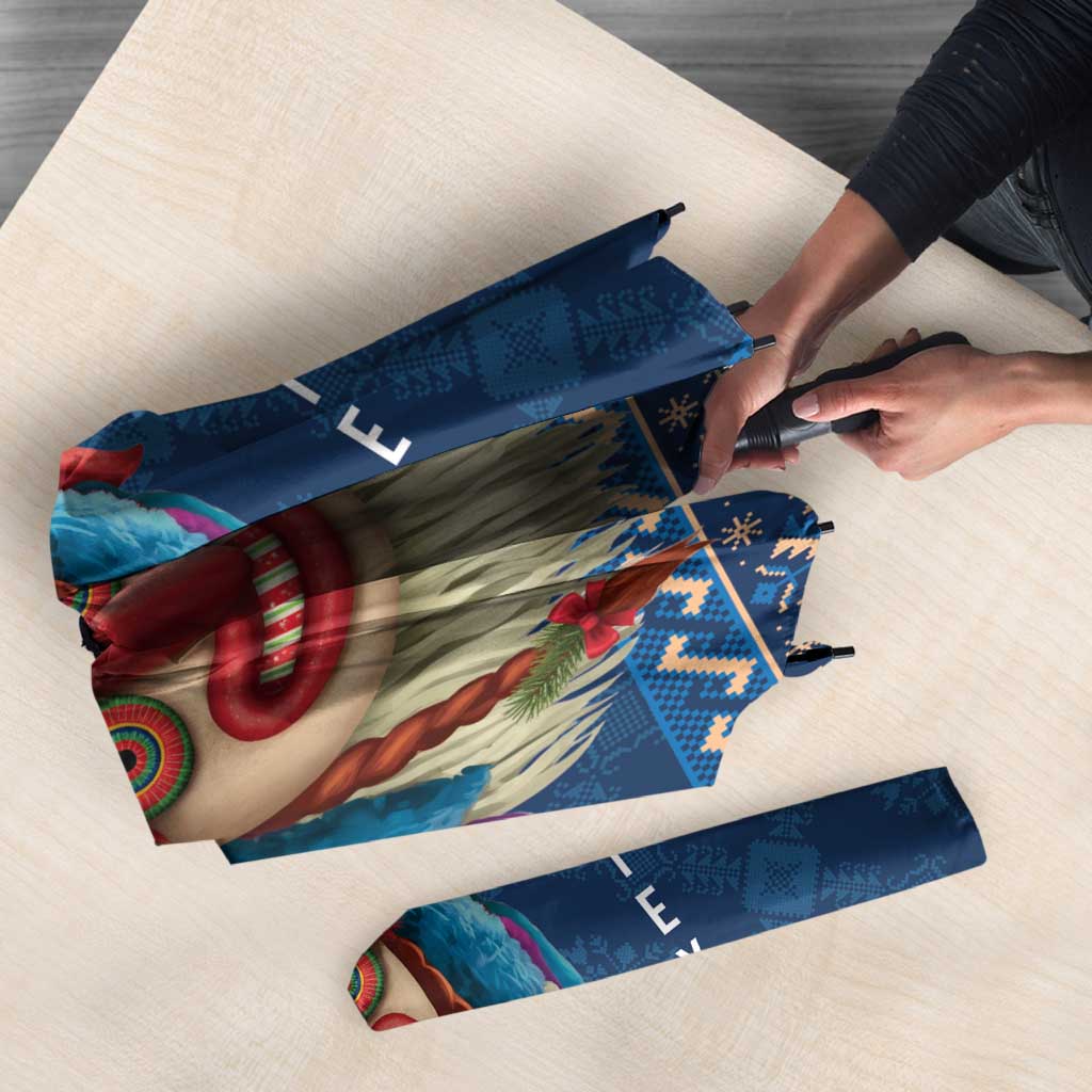 Personalized Romania Christmas Umbrella Romanian Traditional Masks - Wonder Print Shop