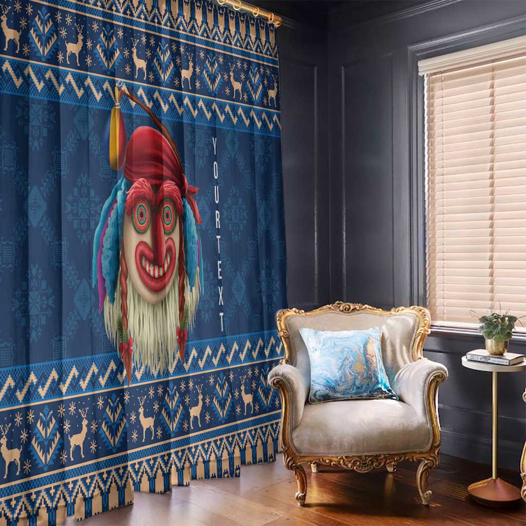 Personalized Romania Christmas Window Curtain Romanian Traditional Masks - Wonder Print Shop
