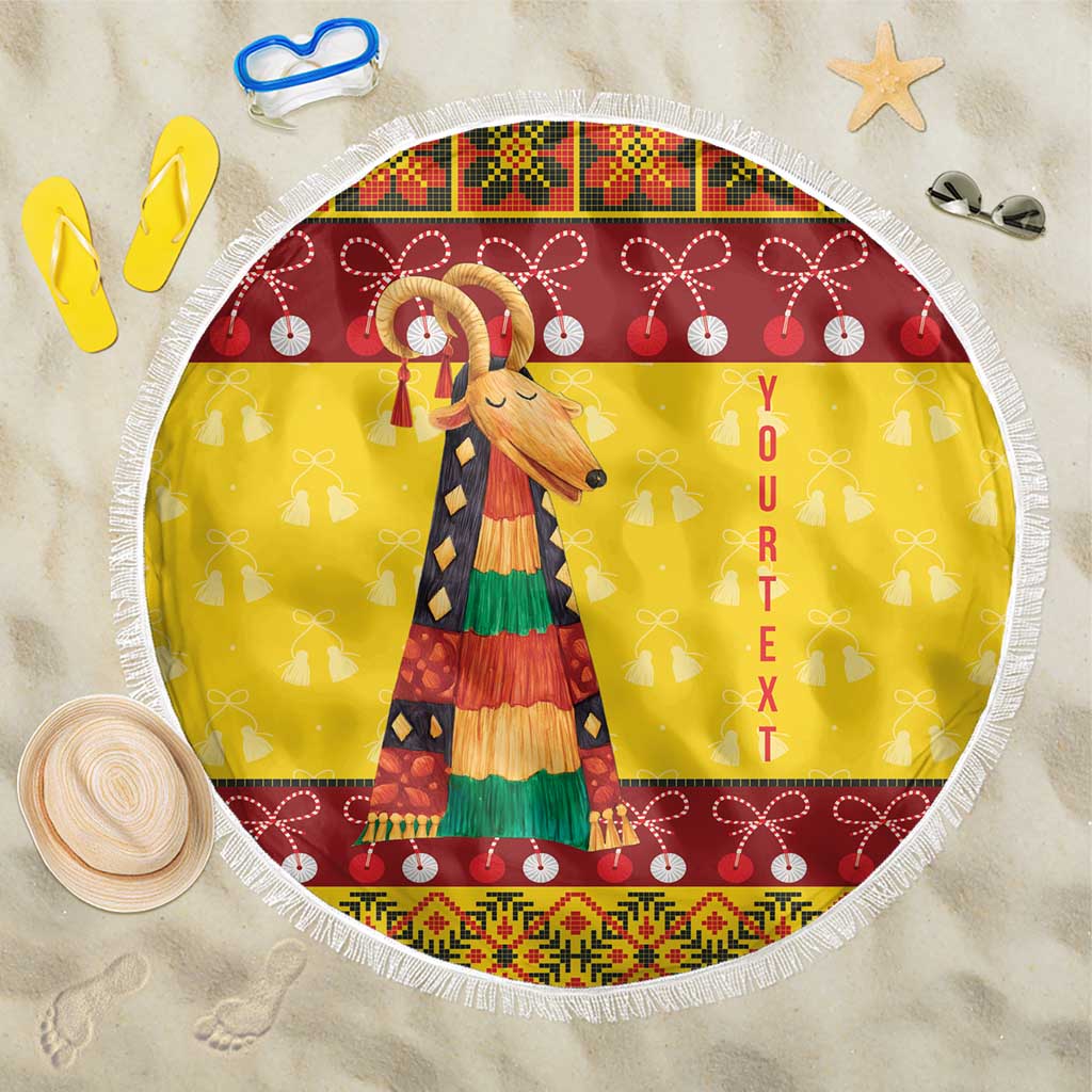 Personalized Moldova Christmas Beach Blanket Capra Goat Folk Costume - Wonder Print Shop