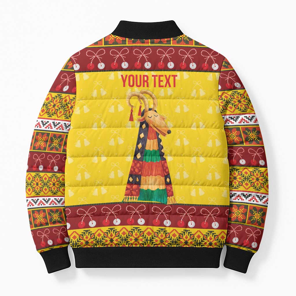 Personalized Moldova Christmas Bomber Puffer Jacket Capra Goat Folk Costume - Wonder Print Shop