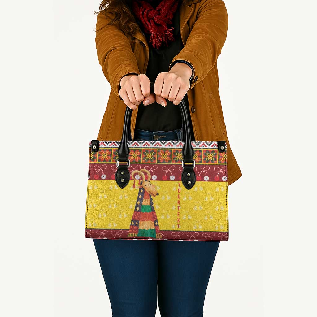 Personalized Moldova Christmas Leather Bag Capra Goat Folk Costume - Wonder Print Shop