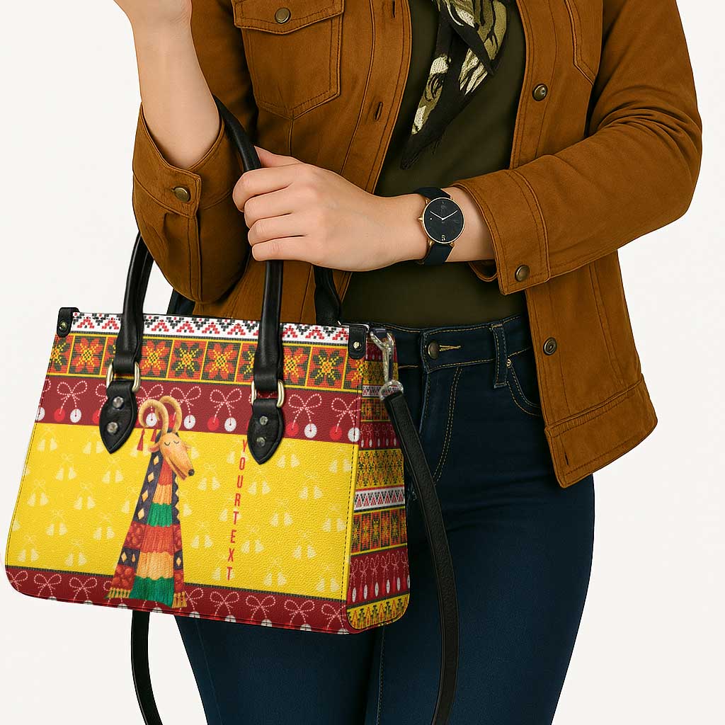 Personalized Moldova Christmas Leather Bag Capra Goat Folk Costume - Wonder Print Shop