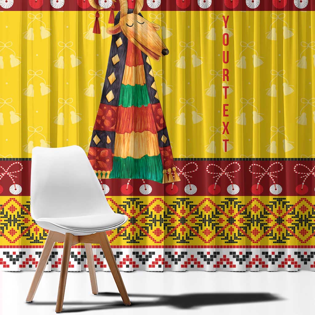 Personalized Moldova Christmas Window Curtain Capra Goat Folk Costume - Wonder Print Shop
