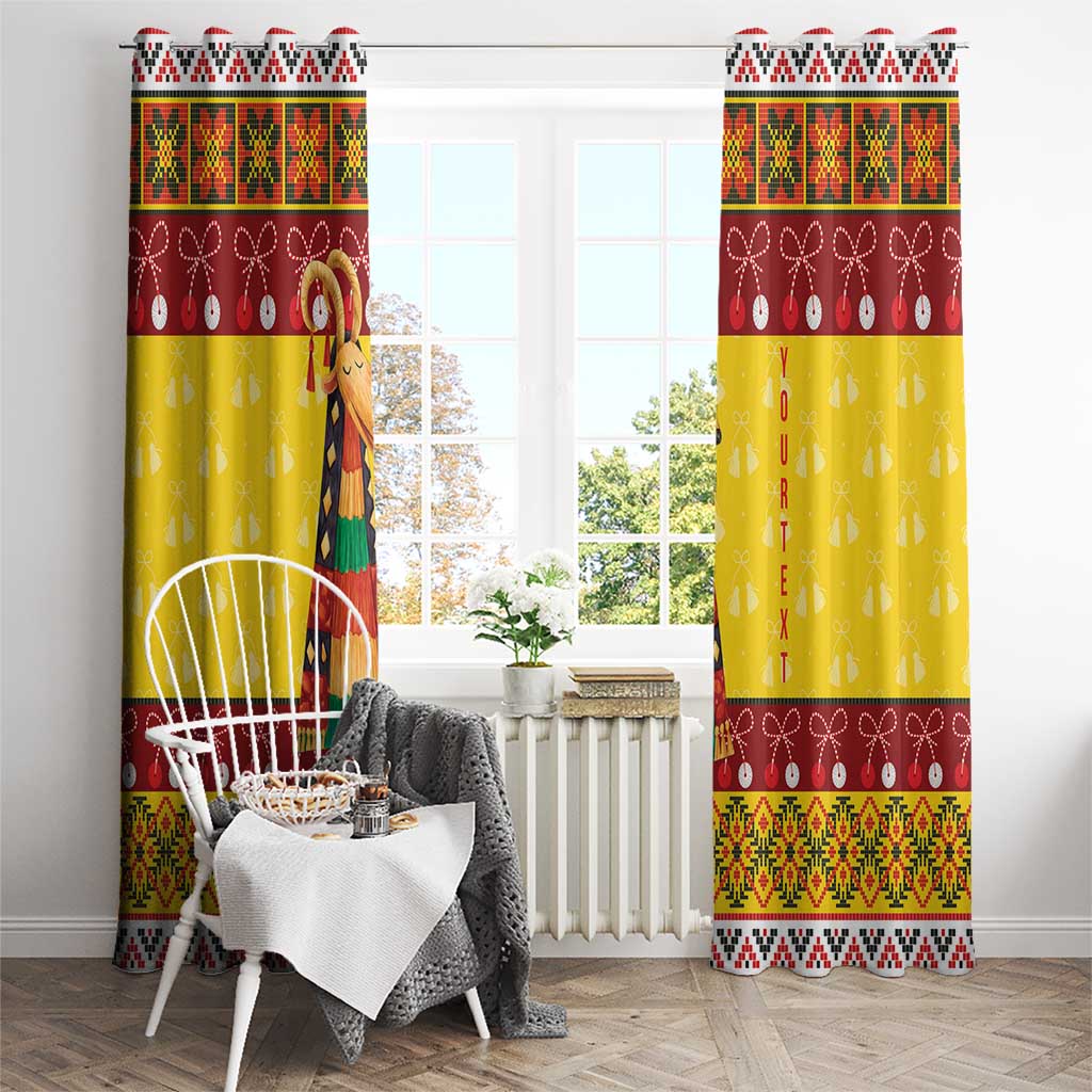 Personalized Moldova Christmas Window Curtain Capra Goat Folk Costume - Wonder Print Shop