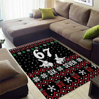 Six Seven Skeleton Hand Christmas Area Rug Meme Gen Alpha Slang - Wonder Print Shop