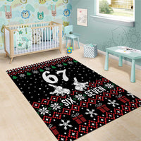 Six Seven Skeleton Hand Christmas Area Rug Meme Gen Alpha Slang - Wonder Print Shop