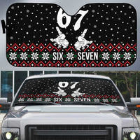 Six Seven Skeleton Hand Christmas Auto Sun Shade Meme Gen Alpha Slang - Wonder Print Shop