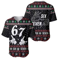 Six Seven Skeleton Hand Christmas Baseball Jersey Meme Gen Alpha Slang - Wonder Print Shop