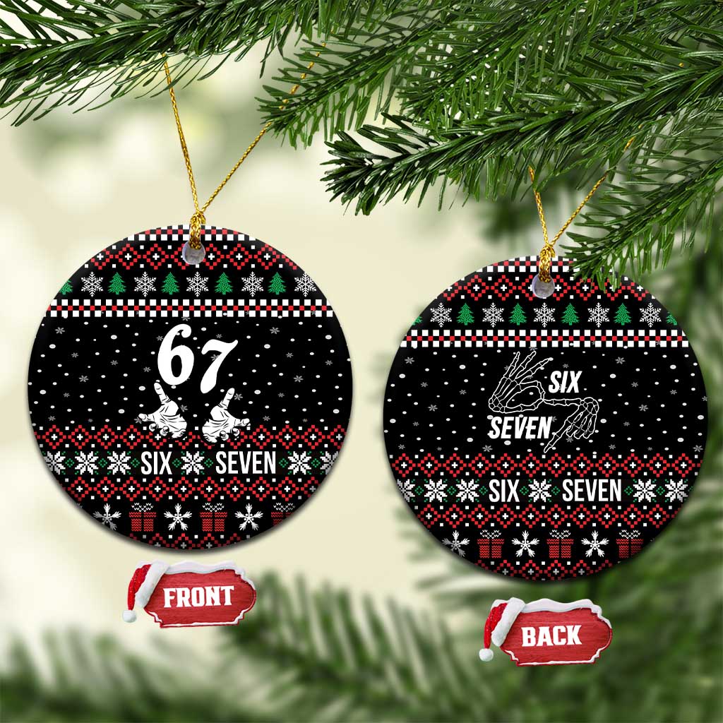 Six Seven Skeleton Hand Christmas Ceramic Ornament Meme Gen Alpha Slang - Wonder Print Shop