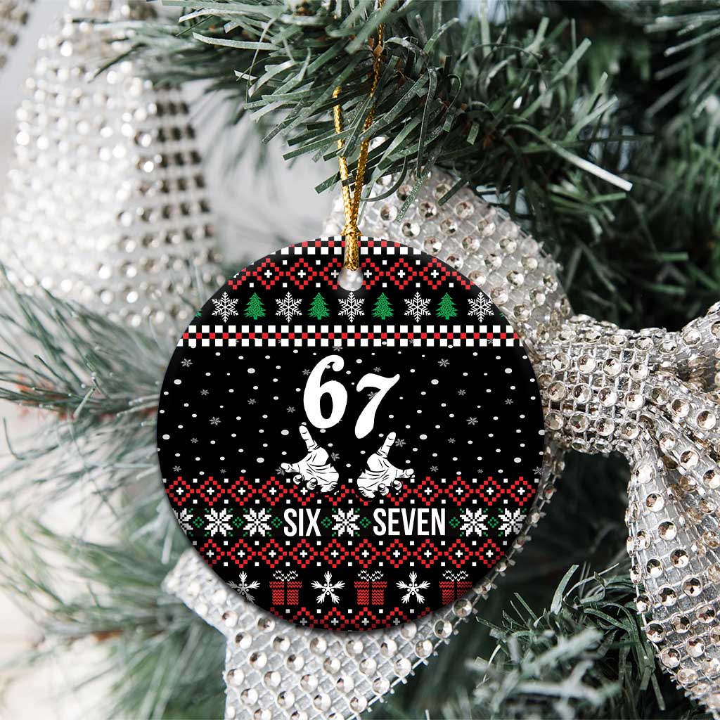 Six Seven Skeleton Hand Christmas Ceramic Ornament Meme Gen Alpha Slang - Wonder Print Shop
