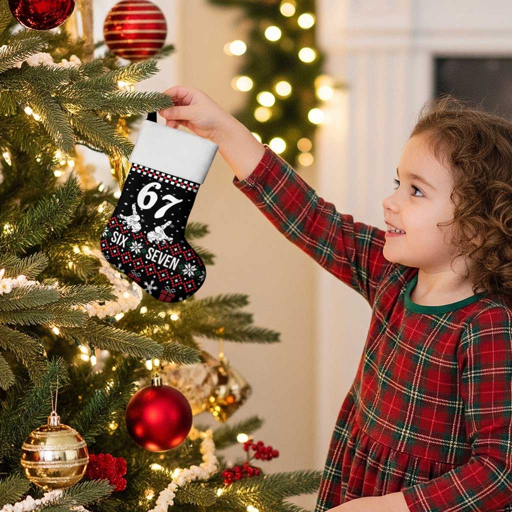 Six Seven Skeleton Hand Christmas Stocking Meme Gen Alpha Slang - Wonder Print Shop