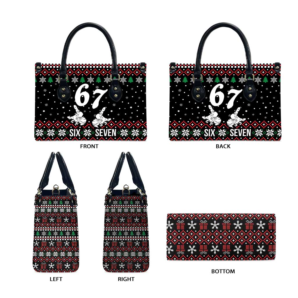 Six Seven Skeleton Hand Christmas Leather Bag Meme Gen Alpha Slang - Wonder Print Shop