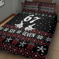 Six Seven Skeleton Hand Christmas Quilt Bed Set Meme Gen Alpha Slang - Wonder Print Shop