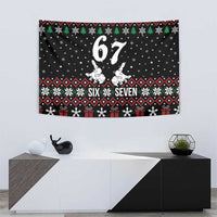 Six Seven Skeleton Hand Christmas Tapestry Meme Gen Alpha Slang - Wonder Print Shop
