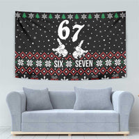 Six Seven Skeleton Hand Christmas Tapestry Meme Gen Alpha Slang - Wonder Print Shop