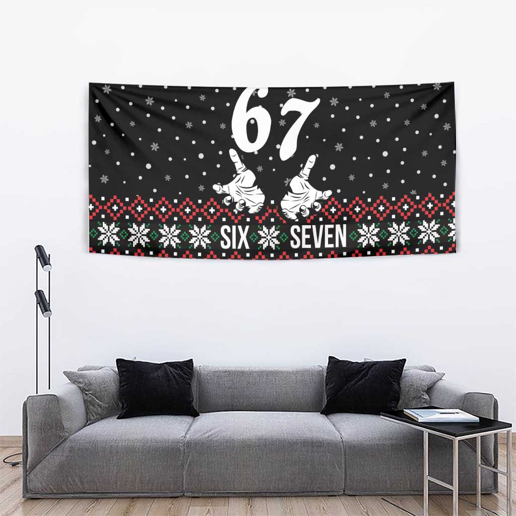 Six Seven Skeleton Hand Christmas Tapestry Meme Gen Alpha Slang - Wonder Print Shop