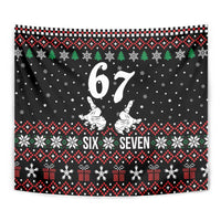 Six Seven Skeleton Hand Christmas Tapestry Meme Gen Alpha Slang - Wonder Print Shop