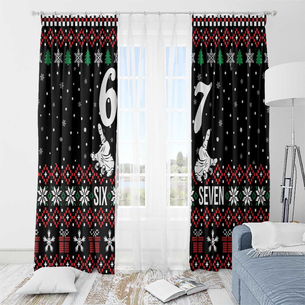 Six Seven Skeleton Hand Christmas Window Curtain Meme Gen Alpha Slang - Wonder Print Shop