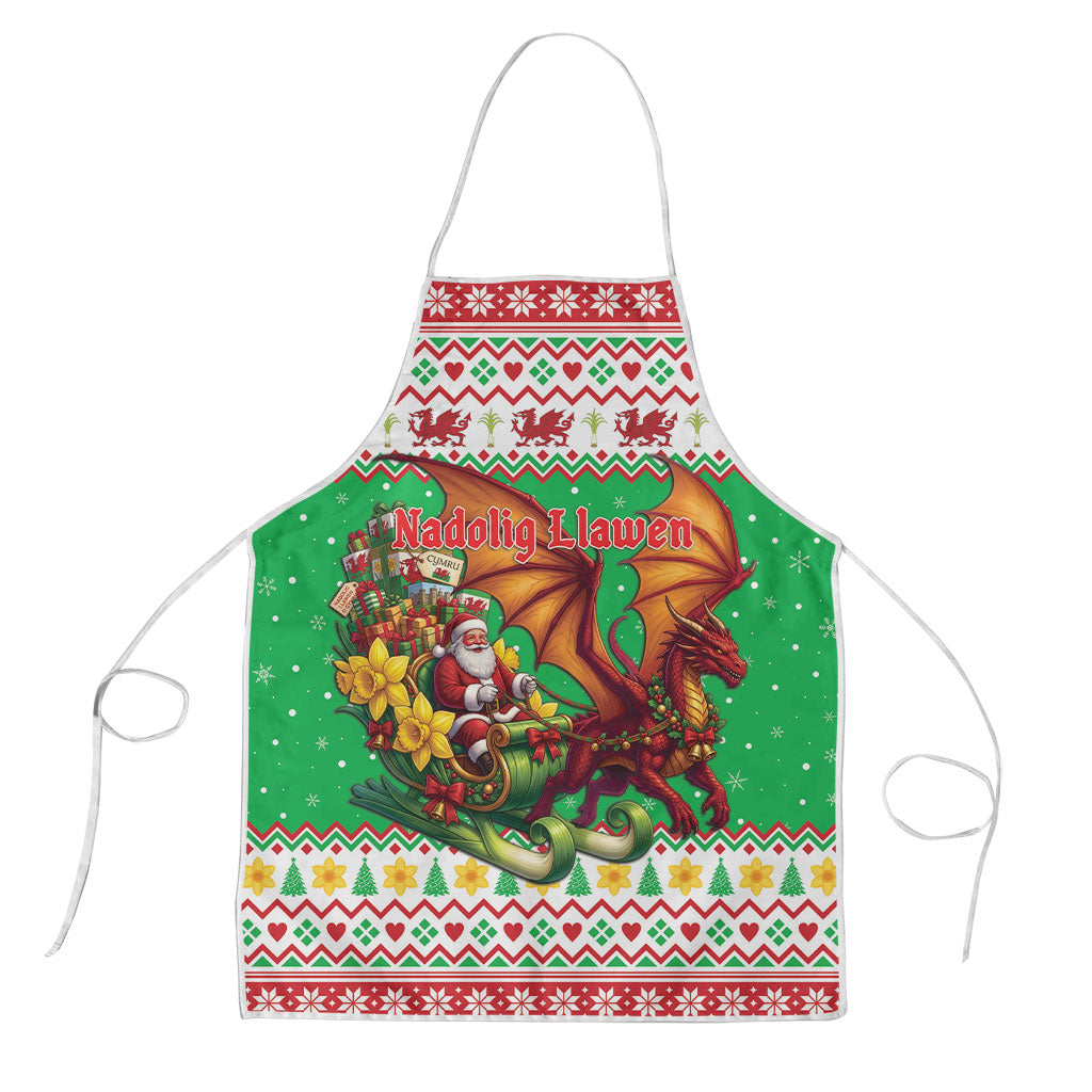 Wales Christmas Apron Welsh Dragon Santa Sleigh