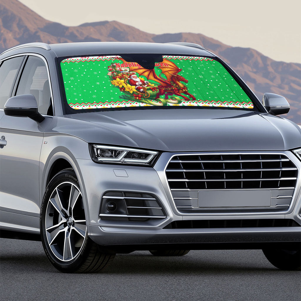 Wales Christmas Auto Sun Shade Welsh Dragon Santa Sleigh