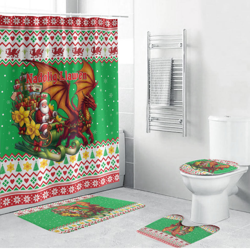 Wales Christmas Bathroom Set Welsh Dragon Santa Sleigh