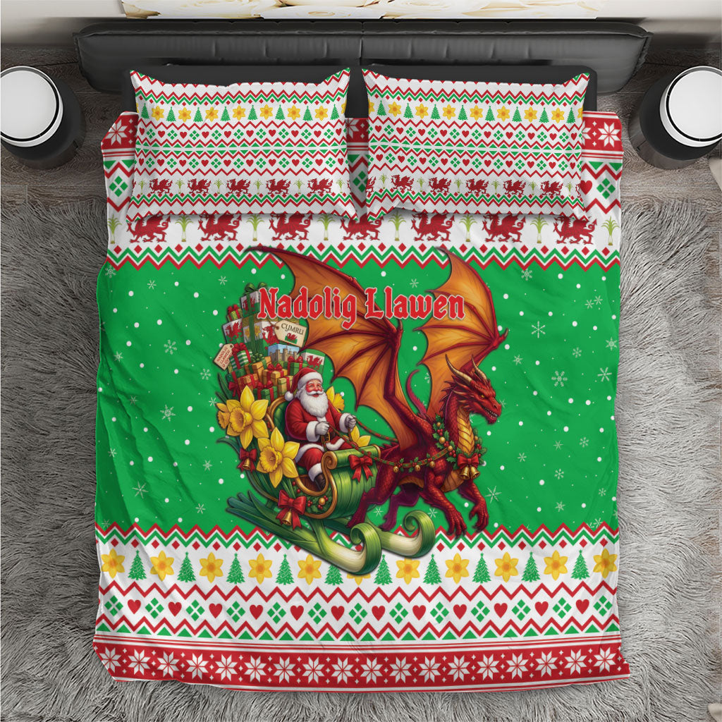Wales Christmas Bedding Set Welsh Dragon Santa Sleigh