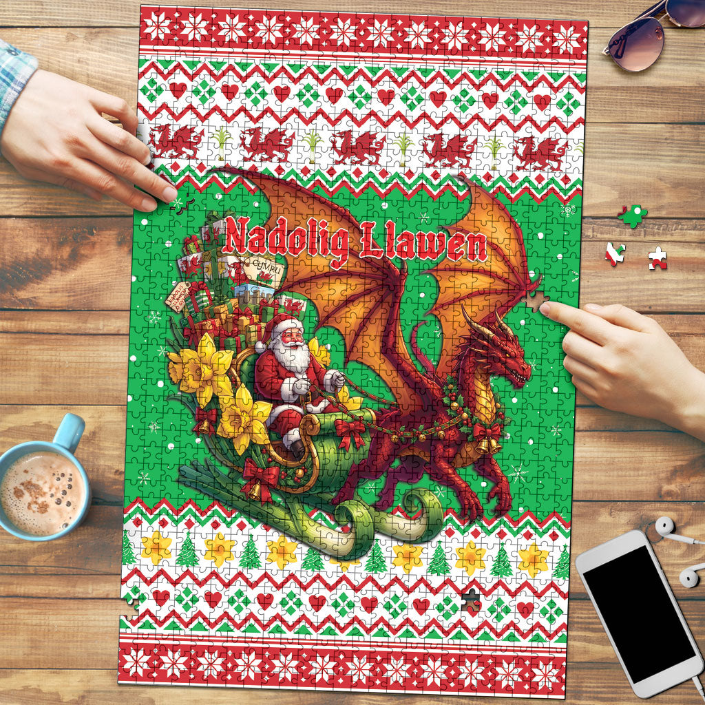 Wales Christmas Puzzle Welsh Dragon Santa Sleigh