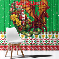 Wales Christmas Window Curtain Welsh Dragon Santa Sleigh