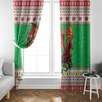 Wales Christmas Window Curtain Welsh Dragon Santa Sleigh