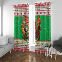 Wales Christmas Window Curtain Welsh Dragon Santa Sleigh
