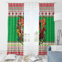 Wales Christmas Window Curtain Welsh Dragon Santa Sleigh