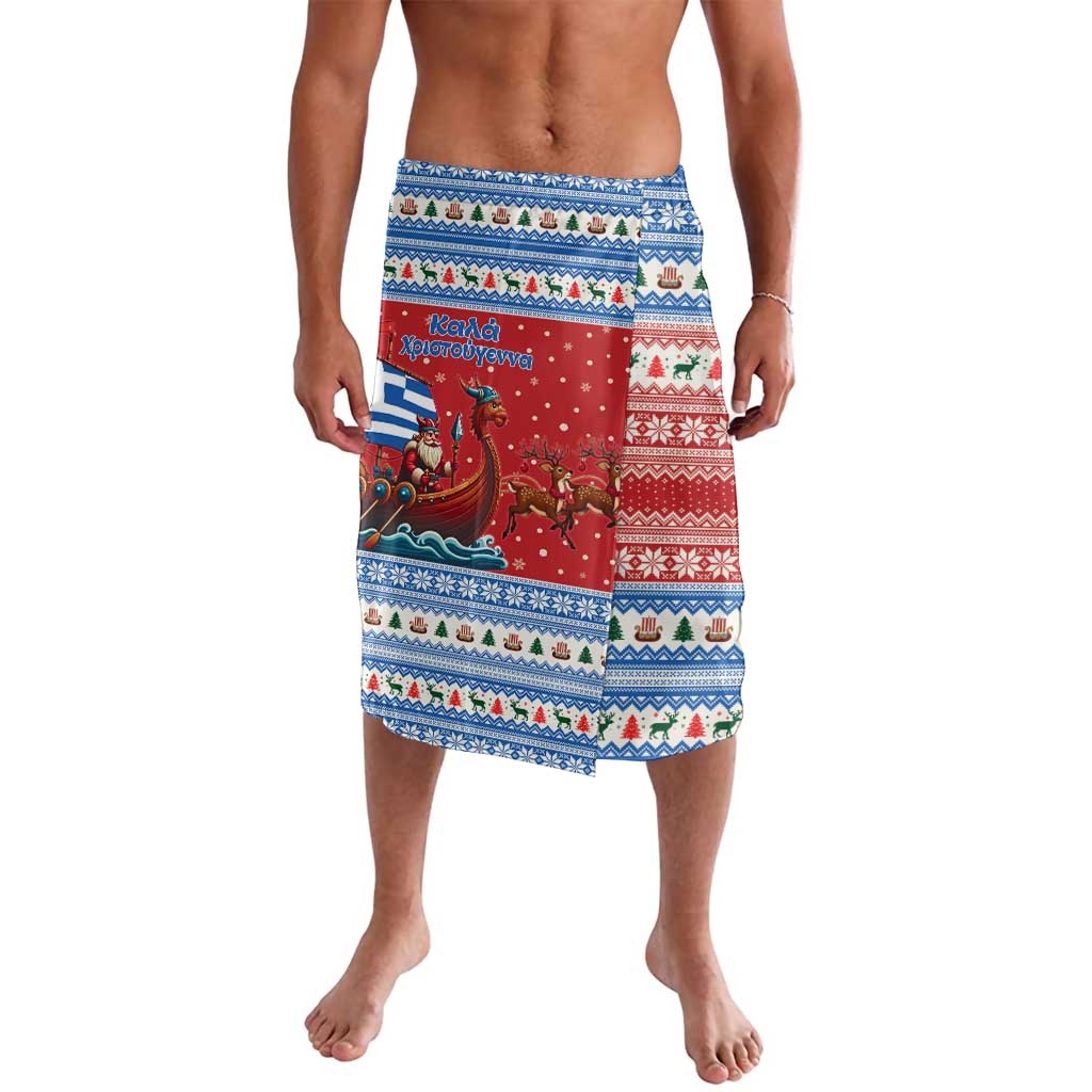 Greece Viking Santa Christmas Lavalava Funny Reindeer Norse Xmas - Wonder Print Shop