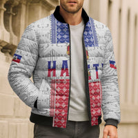 Custom Haiti Football Bomber Puffer Jacket National Flag Design - Wonder Print Shop