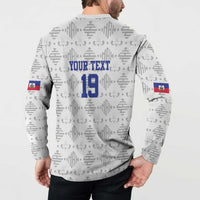 Custom Haiti Football Button Sweatshirt National Flag Design - Wonder Print Shop