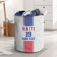 Custom Haiti Football Laundry Basket Paisley Flag Pattern Design - Wonder Print Shop