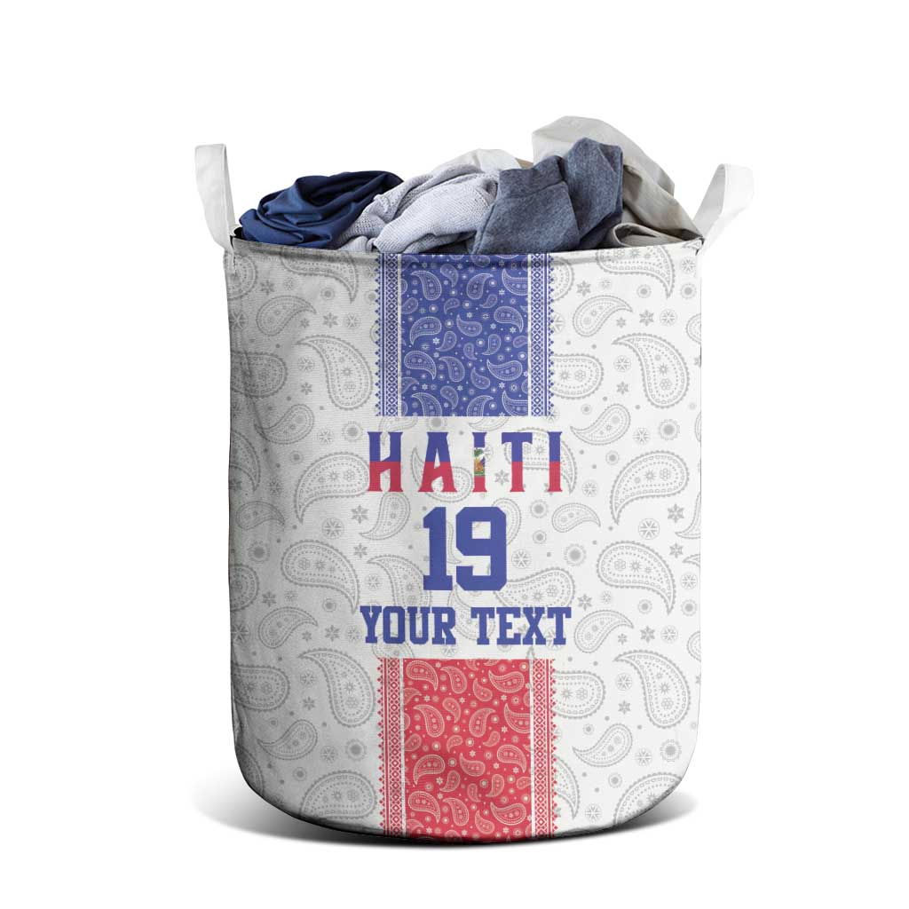 Custom Haiti Football Laundry Basket Paisley Flag Pattern Design - Wonder Print Shop
