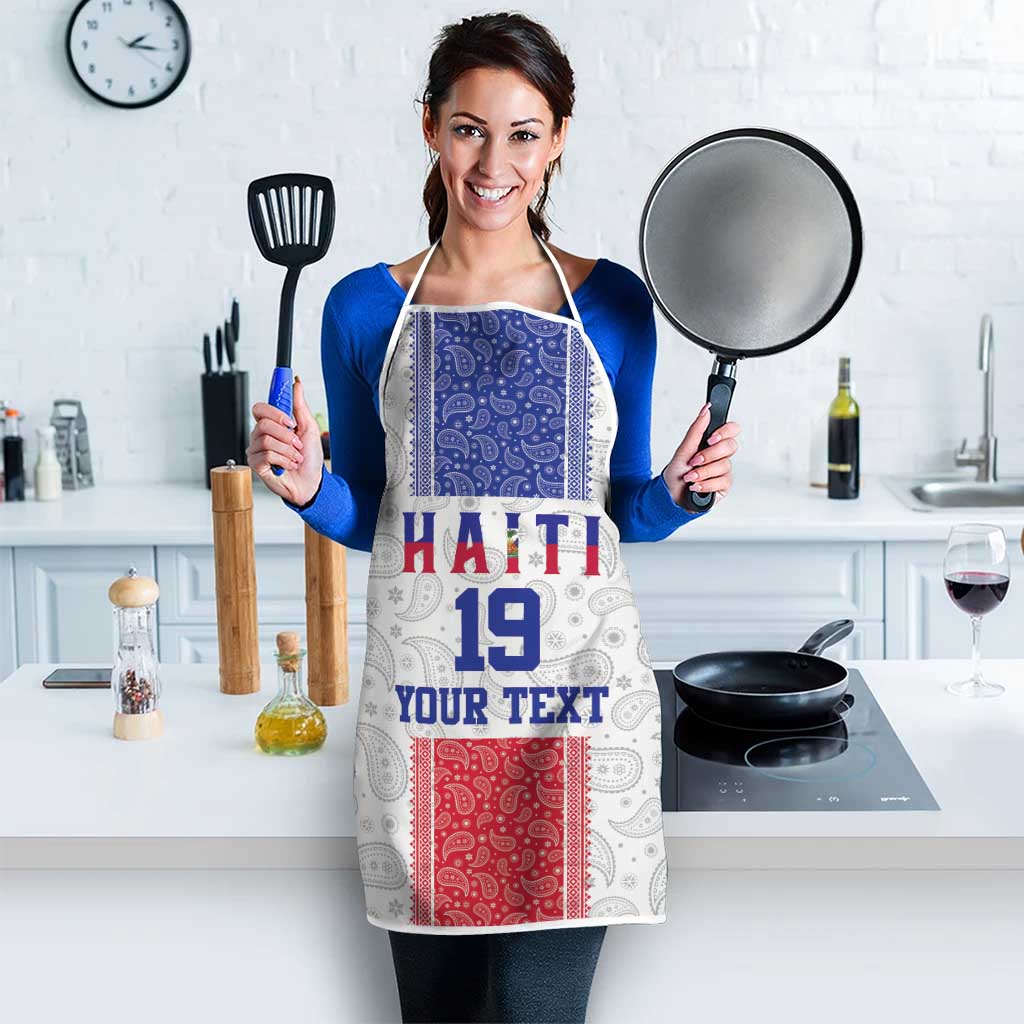 Custom Haiti Football Apron Paisley Flag Pattern Design - Wonder Print Shop